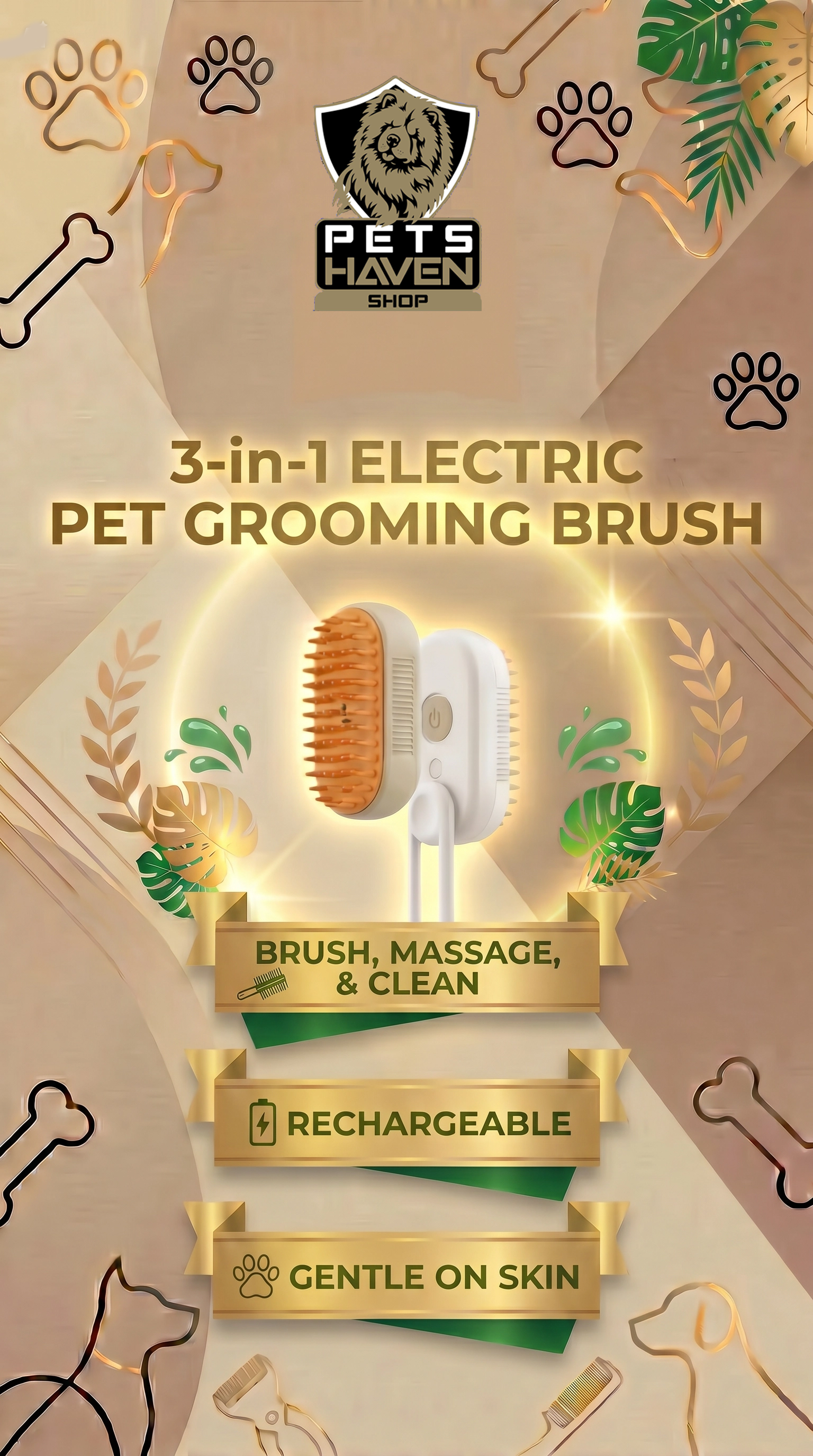 3-in-1 Rechargeable Pet Brush