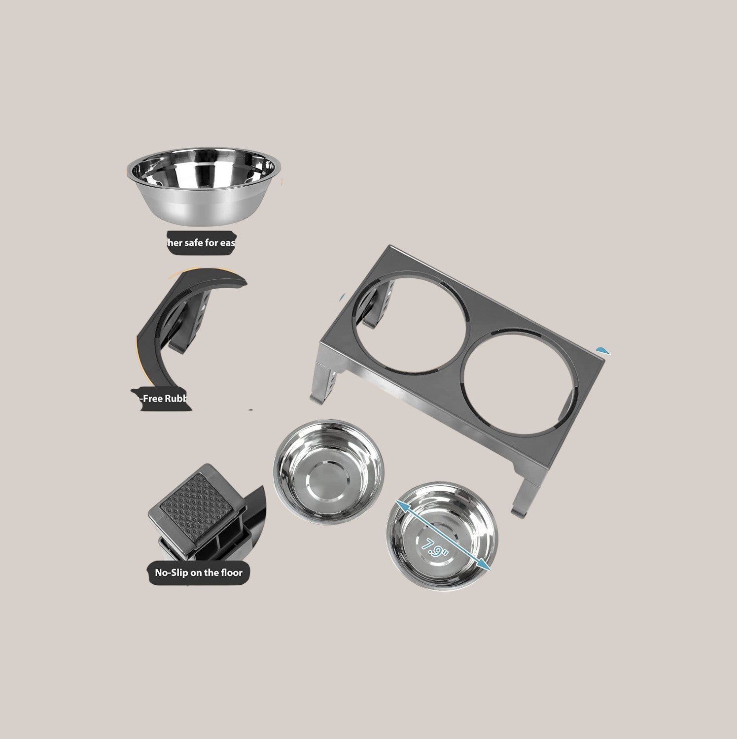 Elevated Slow Feeder Pet Bowl with Stainless Steel (2-in-1)
